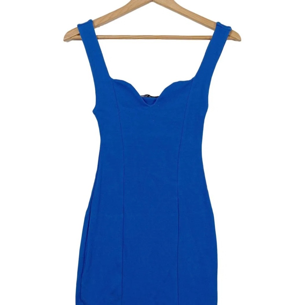 Zara Women's Blue Sweetheart Neckline Mini Dress Sleeveless Stretch Size M